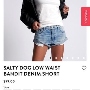 One teaspoon  SALTY DOG LOW WAIST BANDIT DENIM SHORT